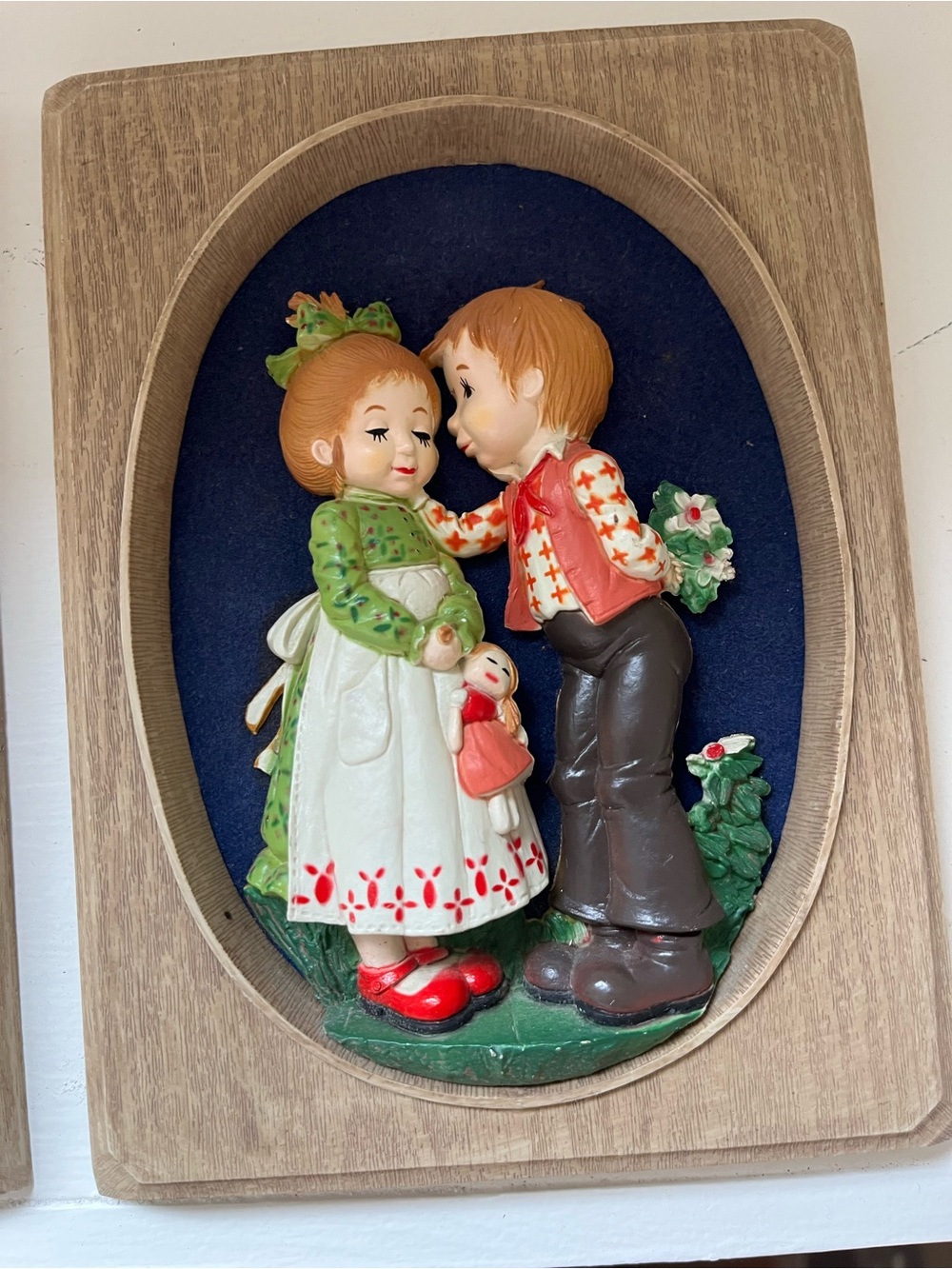 Vintage resin Jack and Jill wall plaques